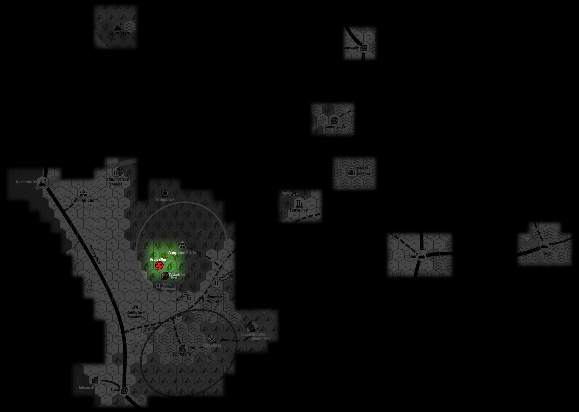 Map of the Region explored so far.