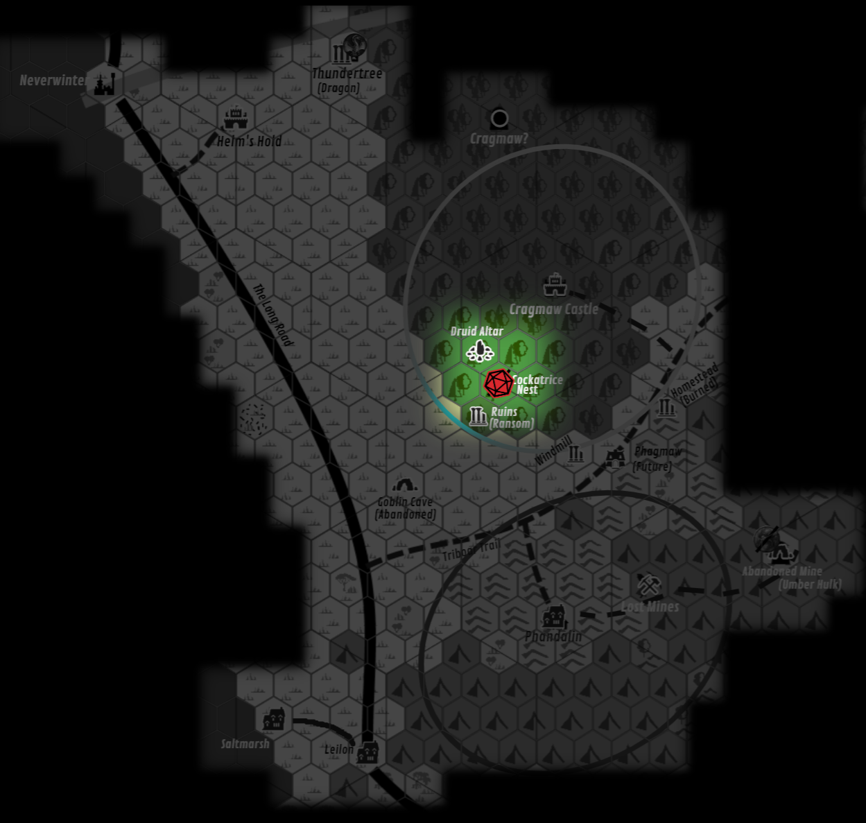 Map of the Region explored so far.